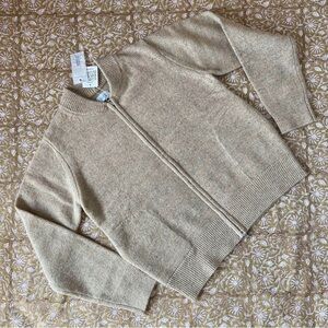 NATURAL LAUNDRY Melange Lamb Zip Blouson Cardigan